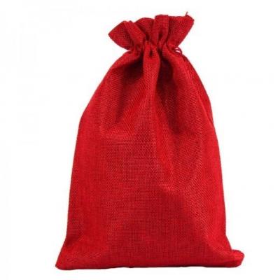 Мешочек подарочный лен искусственный 20*30 см Однотонный красный 446951к