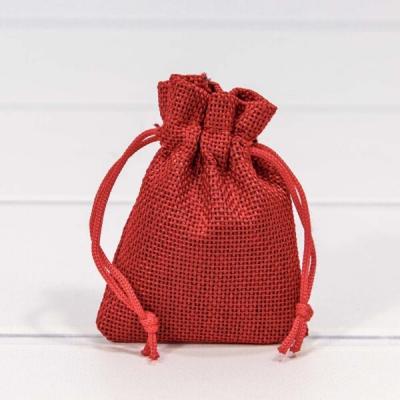 Мешочек подарочный лен искусственный 7*9 см Красный 443250