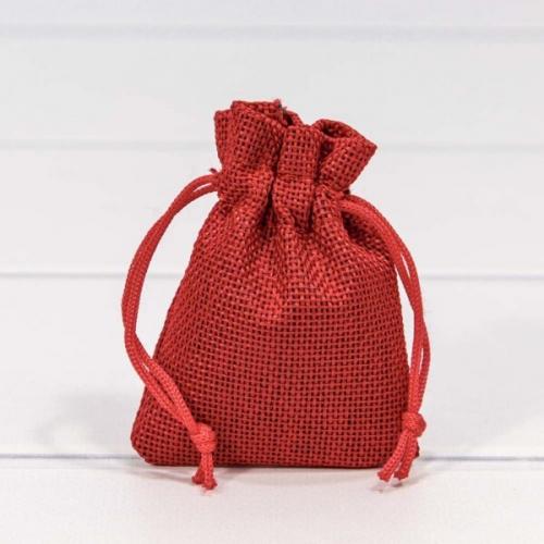Мешочек подарочный лен искусственный 7*9 см Красный 443250