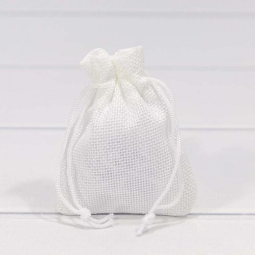 Мешочек подарочный лен искусственный 7*9 см Однотонный белый 443267