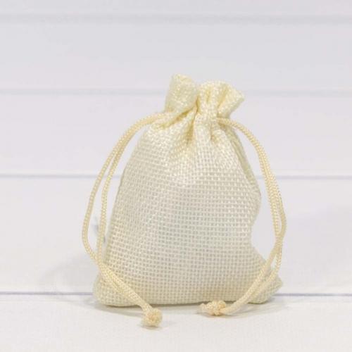 Мешочек подарочный лен искусственный 7*9 см Однотонный бежевый 443246