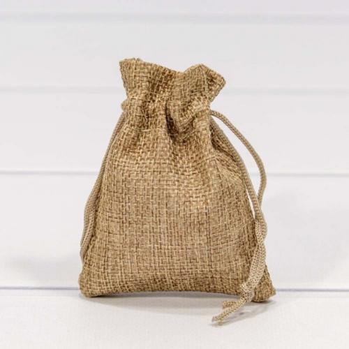 Мешочек подарочный лен искусственный 7*9 см Однотонный натуральный 443245
