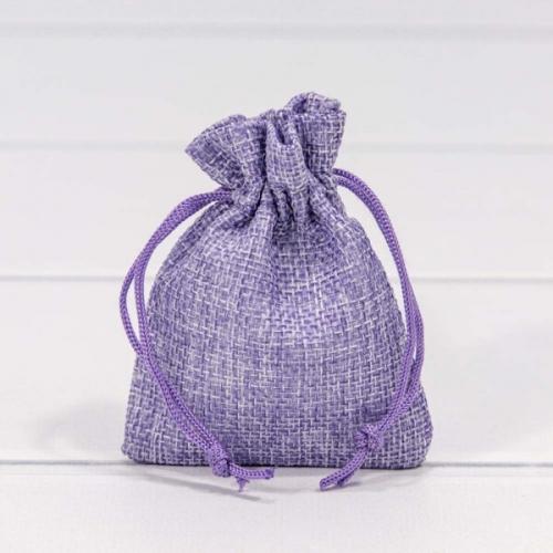 Мешочек подарочный лен искусственный 7*9 см Однотонный сиреневый 443253