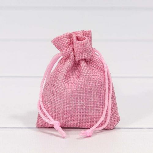 Мешочек подарочный лен искусственный 7*9 см Розовый 443251