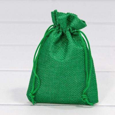 Мешочек подарочный лен искусственный 9*12 см Зеленый 443255