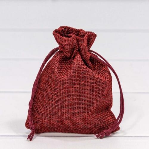Мешочек подарочный лен искусственный 9*12 см Бордовый 443254