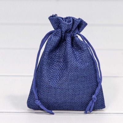 Мешочек подарочный лен искусственный 9*12 см Синий 44652с