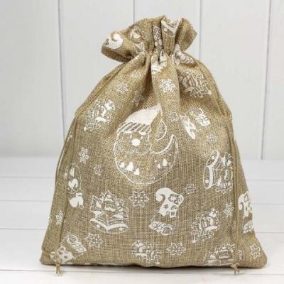 Мешок новогодний подарочный лен искусственный 26*32 см 'Новый год' 443507