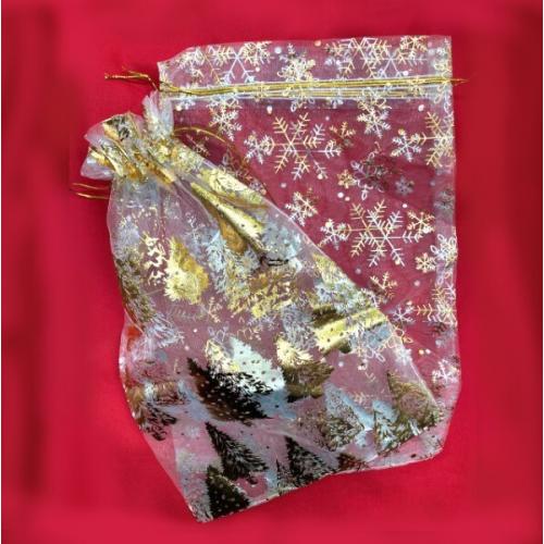 Мешок новогодний подарочный органза 20*30 см 