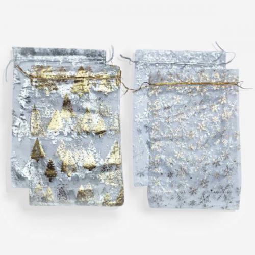 Мешок новогодний подарочный органза 20*30 см 