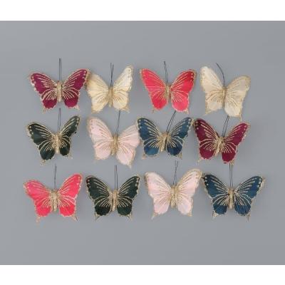 Набор декоративных украшений 'Бабочки с глиттером' на клипсе 10 см Разноцветные 50168