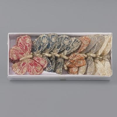 Набор декоративных украшений 'Бабочки с глиттером' на клипсе 7.5 см Разноцветные 50169