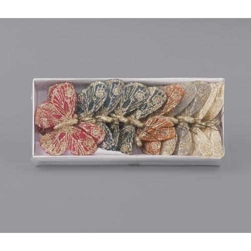 Набор декоративных украшений 'Бабочки с глиттером' на клипсе 7.5 см Разноцветные 50169