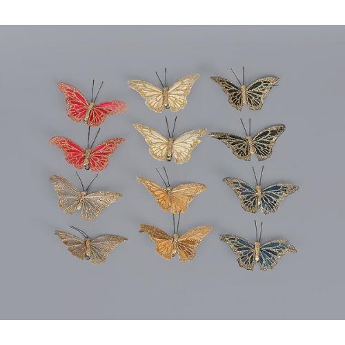 Набор декоративных украшений 'Бабочки с глиттером' на клипсе 7.5 см Разноцветные 50170