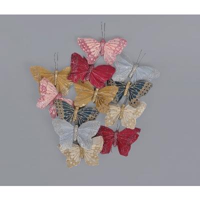 Набор декоративных украшений 'Бабочки с глиттером' на клипсе 9.5 см разноцветные 50172