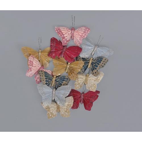 Набор декоративных украшений 'Бабочки с глиттером' на клипсе 9.5 см разноцветные 50172