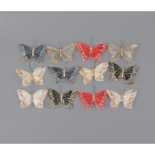 Набор декоративных украшений 'Бабочки с глиттером' на клипсе 9.5 см Разноцветные 50173