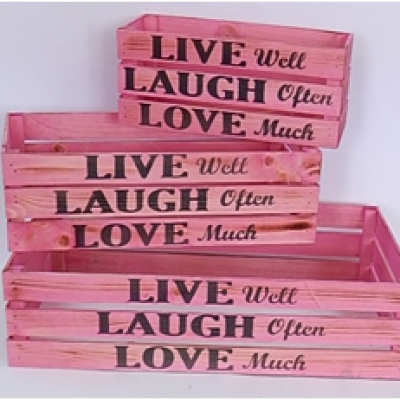 Набор деревянных ящиков 3 в 1 50*30*12 см Live пастельный розовый 230943