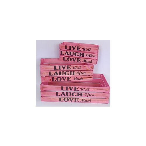 Набор деревянных ящиков 3 в 1 50*30*12 см Live пастельный розовый 230943