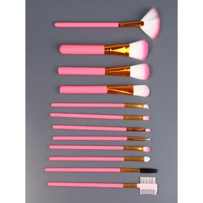 Набор кистей для макияжа COLOR POWER pink 12 шт футляр розовый 576235