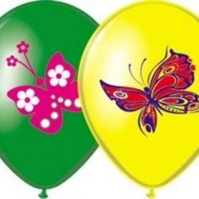 Набор латексных воздушных шаров с рисунком Бабочки 36см 3шт 1111-0467