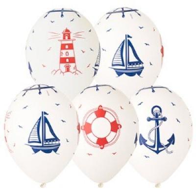 Набор латексных воздушных шаров с рисунком Морская тематика 36 см 5 шт 1111-0946