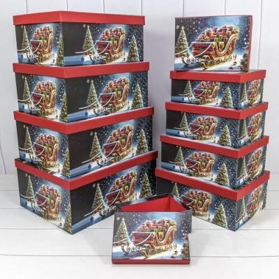 Набор новогодних подарочных коробок 10 в 1 прямоугольник 37.5*29*16 см Новый год 445748