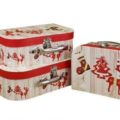 Набор новогодних подарочных коробок 3 в 1 чемодан 30*21*9.5 см НГ 53966