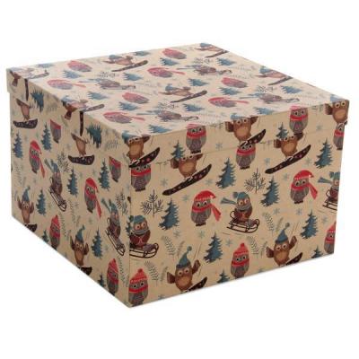Набор новогодних подарочных коробок 3 в 1 куб 20*20*10 см Совушки 559121