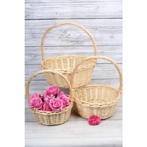 Набор плетеных корзин 3 шт (ива) Круг 38*15*39/30 см Натуральный 566373