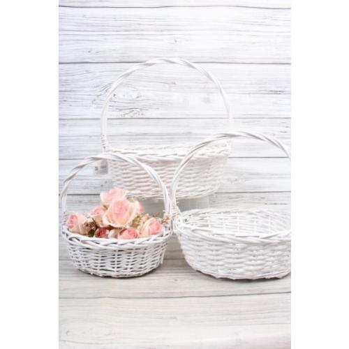 Набор плетеных корзин 3 шт (ива) Овал 36*28*13*36 см Белый 567715