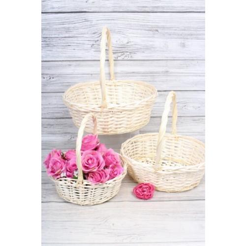 Набор плетеных корзин 3 шт (ива) Овал 38*30*14*35 см Натуральный 567716