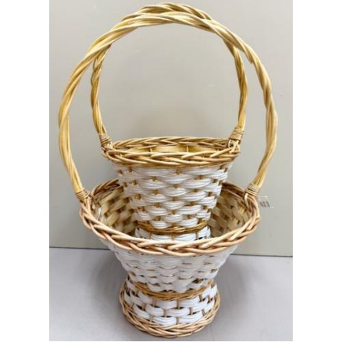 Набор плетеных корзин из 2 шт (ива) 38*H28HH69 см Натуральный/белый 50038