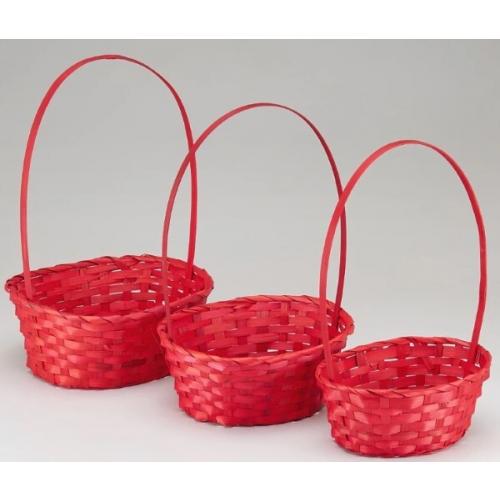 Набор плетеных корзин из 3 шт (бамбук) 27*21*H10/38 см Красный 50043