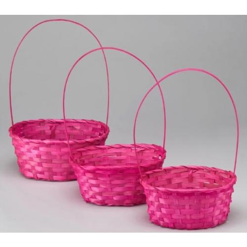 Набор плетеных корзин из 3 шт (бамбук) 27*21*H10/38 см Розовый 50045