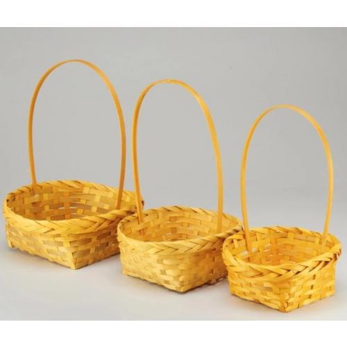 Набор плетеных корзин из 3 шт (бамбук) D25*H10/36 см Желтый 50050