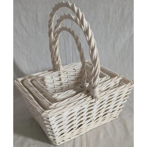 Набор плетеных корзин из 3 шт (ива) 32*27*14*36 см Белый 50053