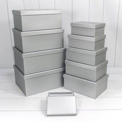 Набор подарочных коробок 10 в 1 прямоугольник 34*26*15.3 см Серебро 441005