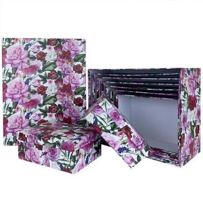 Набор подарочных коробок 10 в 1 прямоугольник 37*29*16 см Цветы 536096