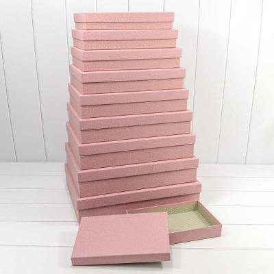 Набор подарочных коробок 10 в 1 прямоугольник 46*36.5*10 см 'Текстура' розовый 441605