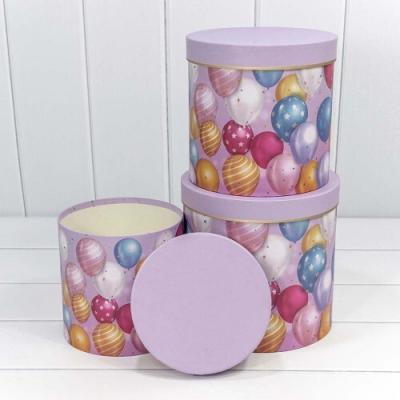 Набор подарочных коробок 3 в 1 цилиндр 20.5*20 см Сиреневый 447434