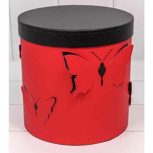 Набор подарочных коробок 3 в 1 цилиндр 21.5*21.5 см Бабочки красный с черным 440753к
