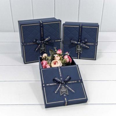 Набор подарочных коробок 3 в 1 квадрат 19*19*9.5 см Best Wishes For You синий