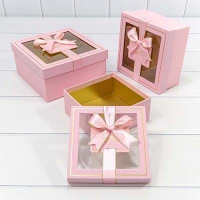 Набор подарочных коробок 3 в 1 квадрат 19*19*9.5 см Розовый 441456