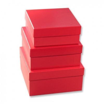 Набор подарочных коробок 3 в 1 квадрат 19.5*19.5*11 см Красный 535770