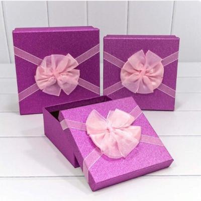 Набор подарочных коробок 3 в 1 квадрат 19.5*19.5*9.5 см Блеск пурпурный 449831
