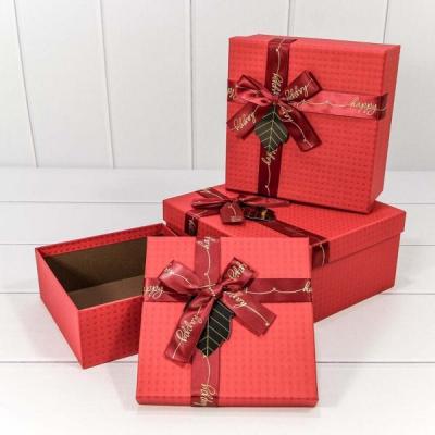 Набор подарочных коробок 3 в 1 квадрат 19.5*19.5*9.5 см С бантиком 