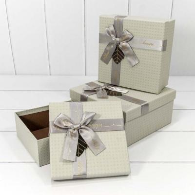 Набор подарочных коробок 3 в 1 квадрат 19.5*19.5*9.5 см С бантиком 