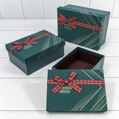 Набор подарочных коробок 3 в 1 прямоугольник 22.5*16*9.5 см 'Wishes' зелёный с бантом 445451