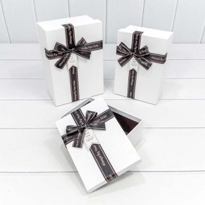 Набор подарочных коробок 3 в 1 прямоугольник 22.5*16*9.5 см С бантом белый 441801